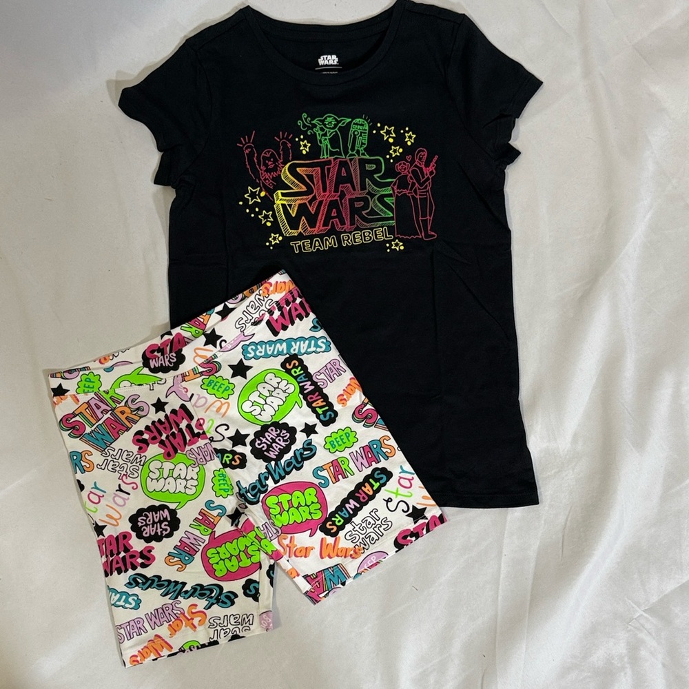 Star Wars Black Star Wars Tee with Neon Green & Pink Print